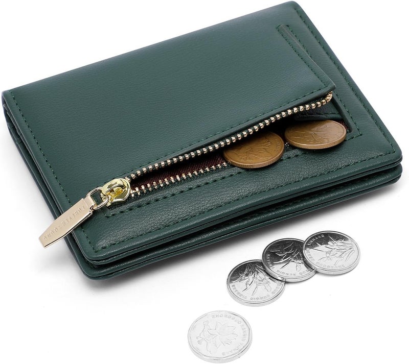 Altally Small Women Wallet RFID Blocking Bifold Pocket Wallet Slim Compact Ladies Purse Mini Wallets For Women (Dark Green) - Image 2